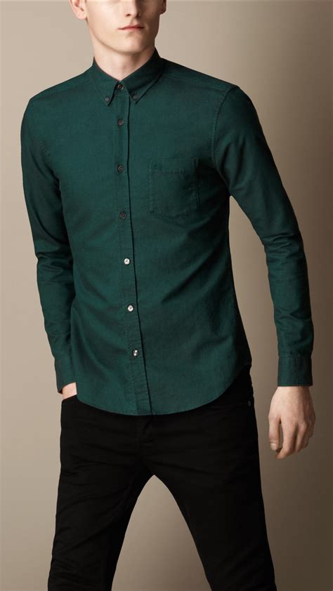 burberry cotton poplin shirt green|burberry shirts for men.